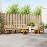 vidaXL Buiten bank set met kussen 7 pcs Natuurlijk en Crème