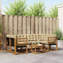 vidaXL Buiten bank set met kussen 7 pcs Natuurlijk en Crème