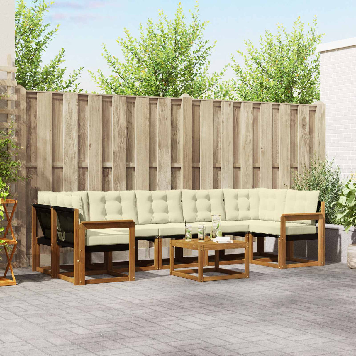 vidaXL Ensemble de banque de construction avec ustensiles 8 pcs Naturel et Crème