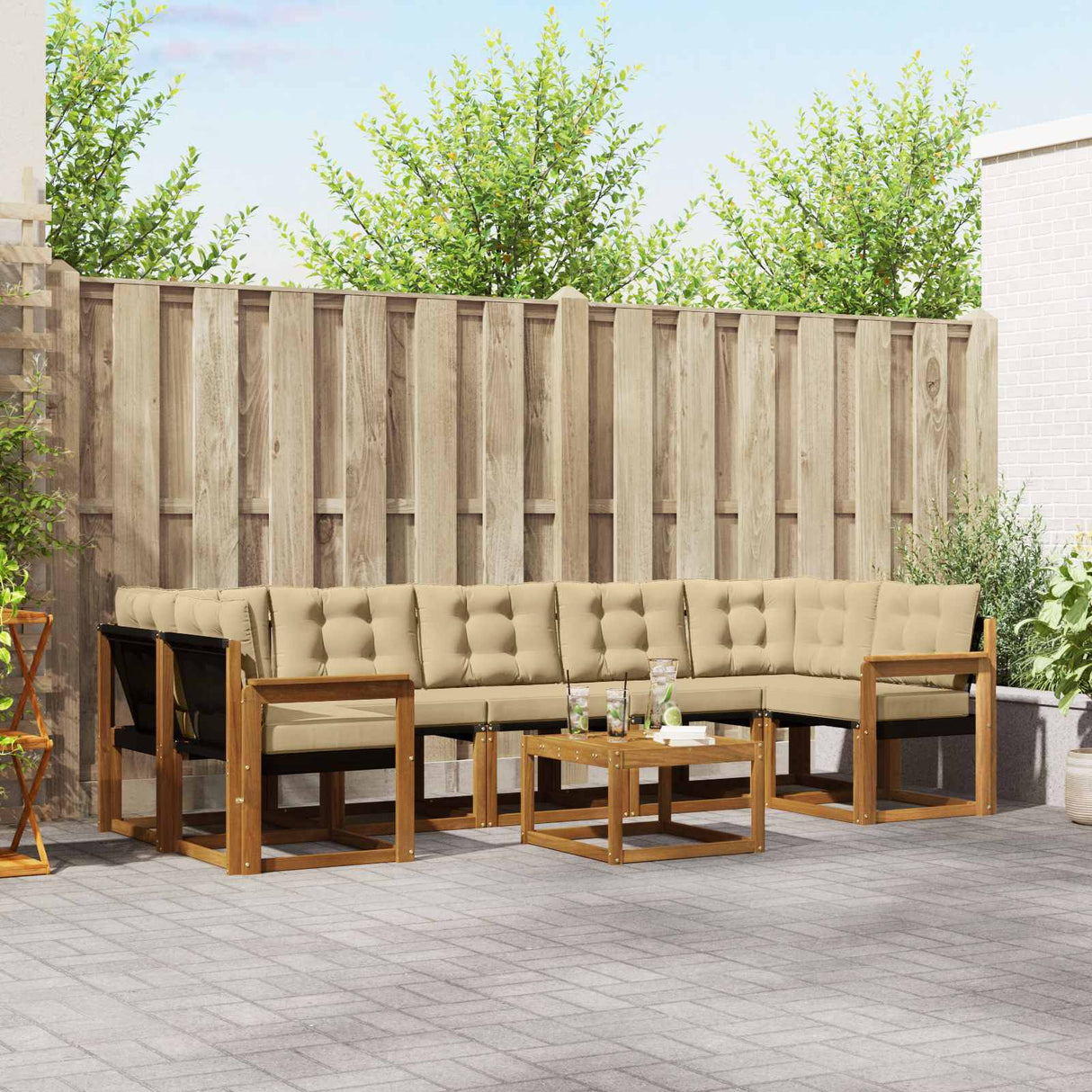 vidaXL Ensemble de banque de construction avec ustensiles 8 pcs Naturel et Crème