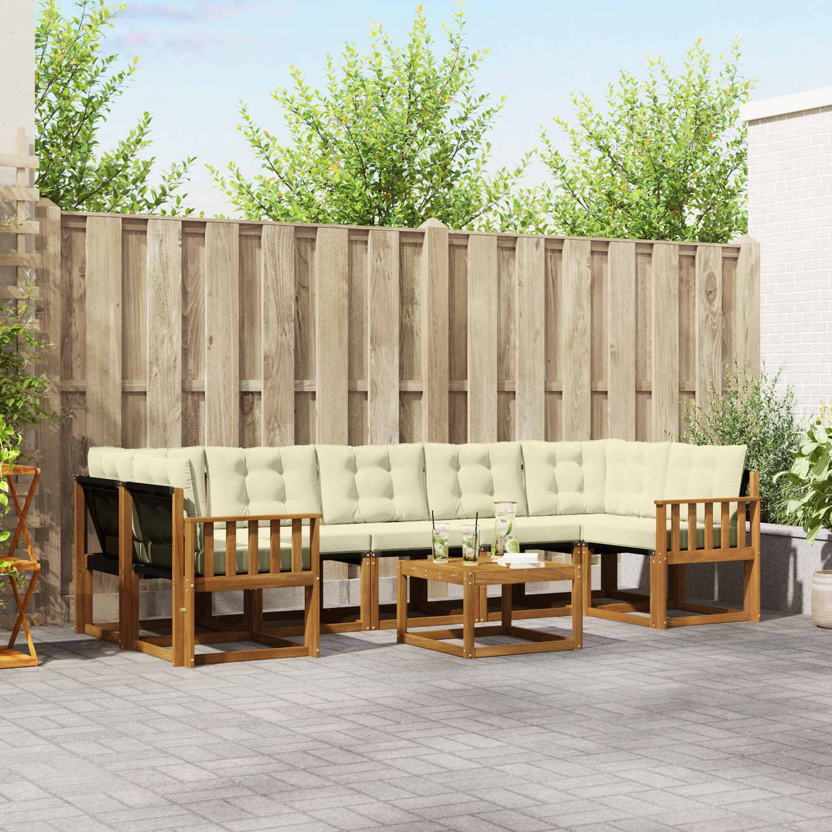 vidaXL Ensemble de banque de construction avec ustensiles 8 pcs Naturel et Crème