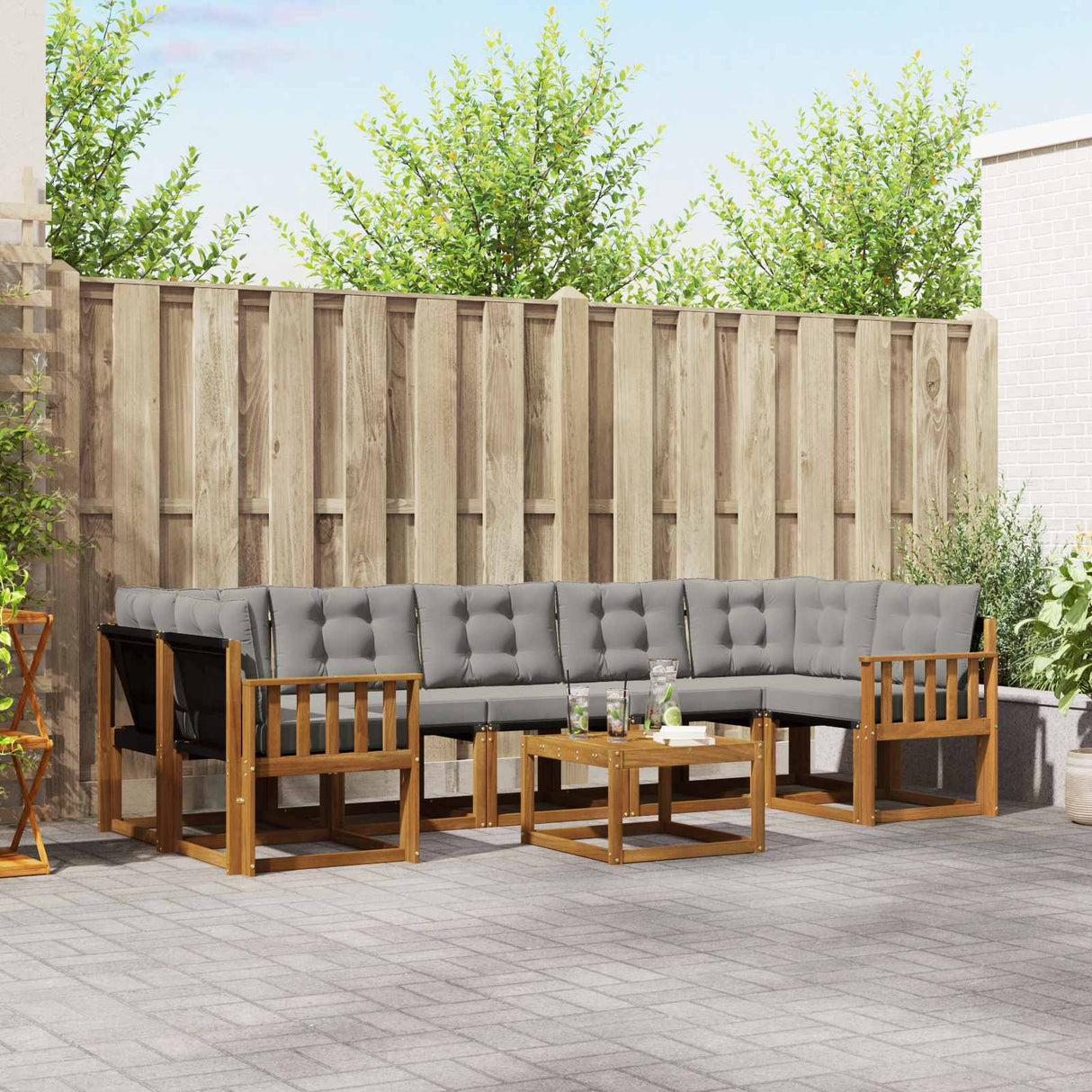 vidaXL Ensemble de banque de construction avec ustensiles 8 pcs Naturel et Crème