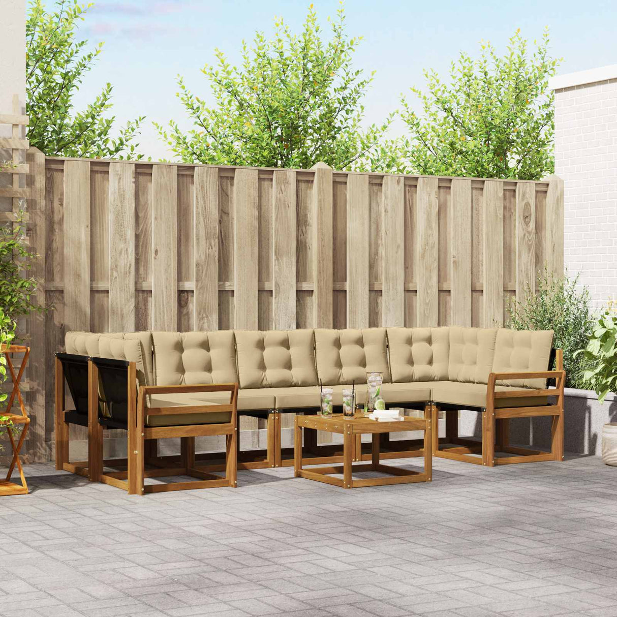 vidaXL Ensemble de banque de construction avec ustensiles 8 pcs Naturel et Crème