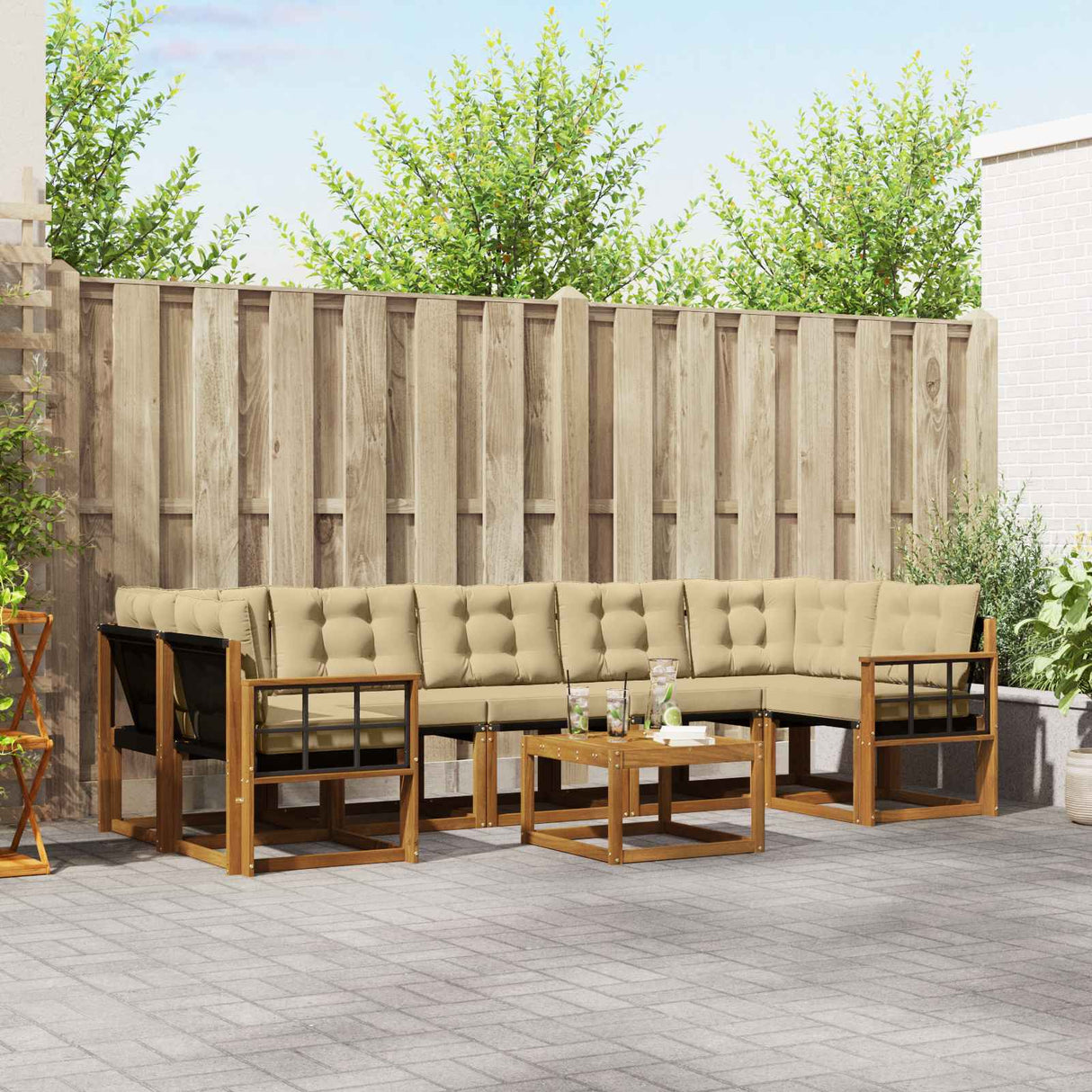 vidaXL Ensemble de banque de construction avec ustensiles 8 pcs Naturel et Crème