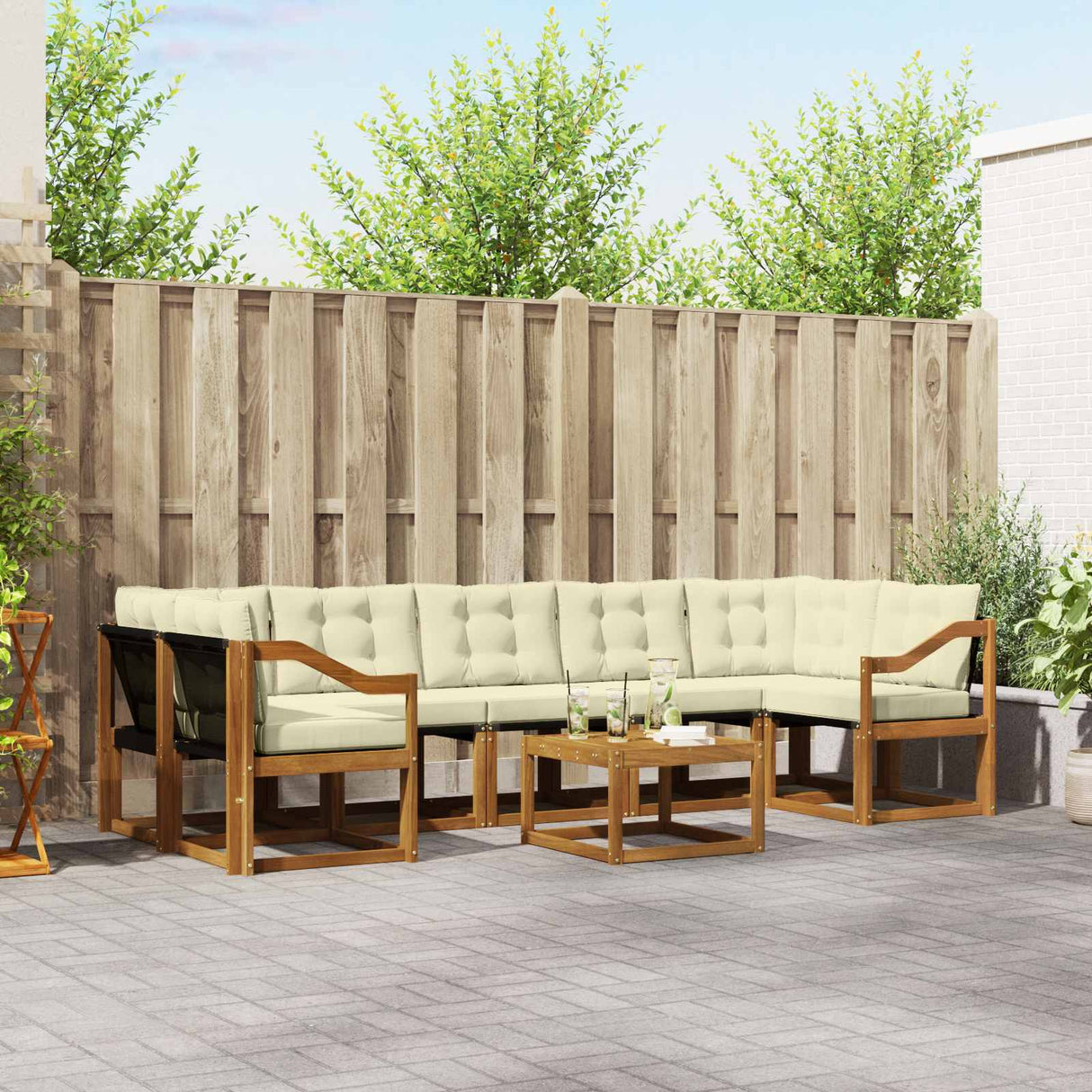 vidaXL Ensemble de banque de construction avec ustensiles 8 pcs Naturel et Crème