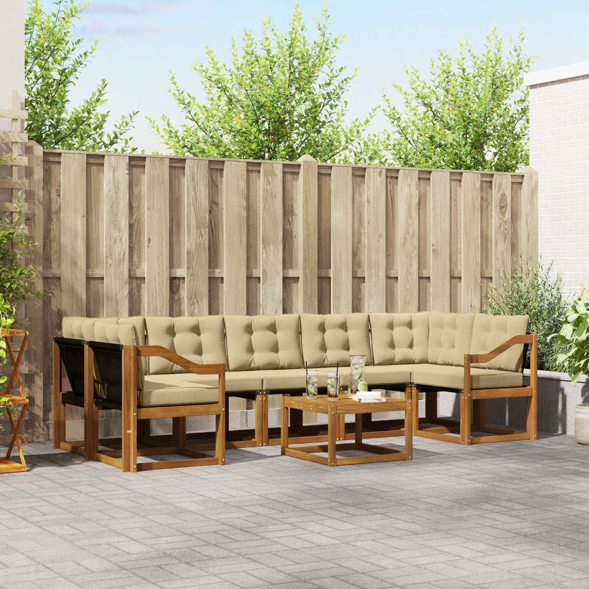 vidaXL Ensemble de banque de construction avec ustensiles 8 pcs Naturel et Crème