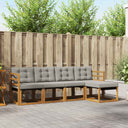 vidaXL Buiten bank set met kussen 5 pcs Natuurlijk en Crème