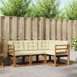 vidaXL Buiten bank set met kussen 4 pcs Natuurlijk en Crème