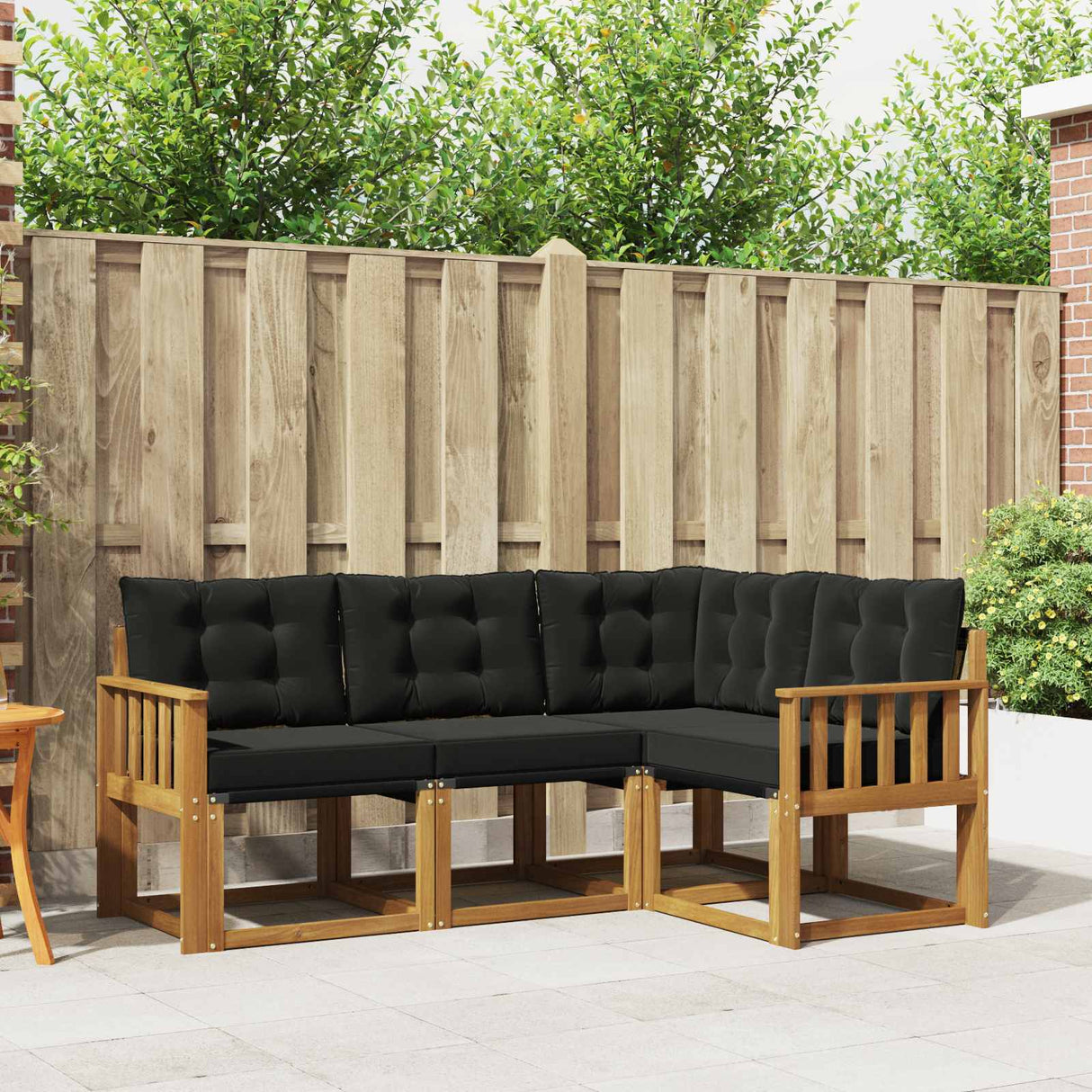 vidaXL Buiten bank set met kussen 4 pcs Natuurlijk en Crème