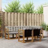 vidaXL Buiten bank set met kussen 7 pcs Natuurlijk en Crème