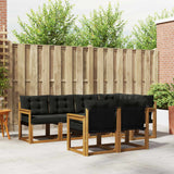vidaXL Buiten bank set met kussen 7 pcs Natuurlijk en Crème