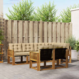 vidaXL Buiten bank set met kussen 7 pcs Natuurlijk en Crème