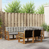 vidaXL Buiten bank set met kussen 7 pcs Natuurlijk en Crème