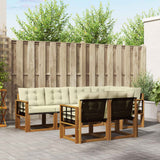 vidaXL Buiten bank set met kussen 7 pcs Natuurlijk en Crème