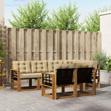 vidaXL Buiten bank set met kussen 7 pcs Natuurlijk en Crème