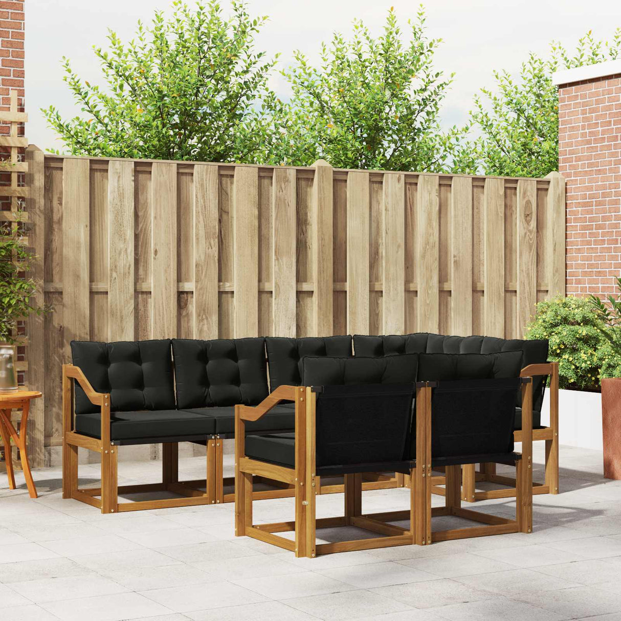 vidaXL Buiten bank set met kussen 7 pcs Natuurlijk en Crème