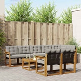 vidaXL Buiten bank set met kussen 9 pcs Natuurlijk en Crème