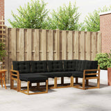 vidaXL Buiten bank set met kussen 6 pcs Natuurlijk en Crème