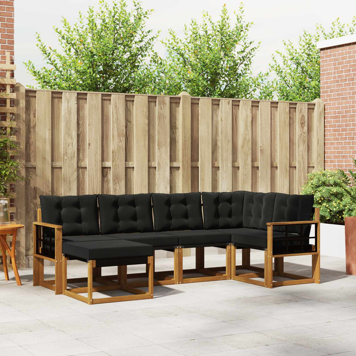 vidaXL Buiten bank set met kussen 6 pcs Natuurlijk en Crème