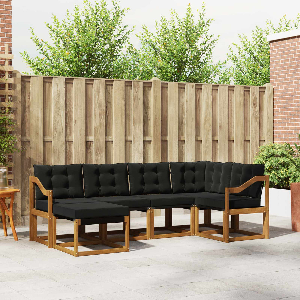 vidaXL Buiten bank set met kussen 6 pcs Natuurlijk en Crème