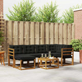vidaXL Buiten bank set met kussen 7 pcs Natuurlijk en Crème