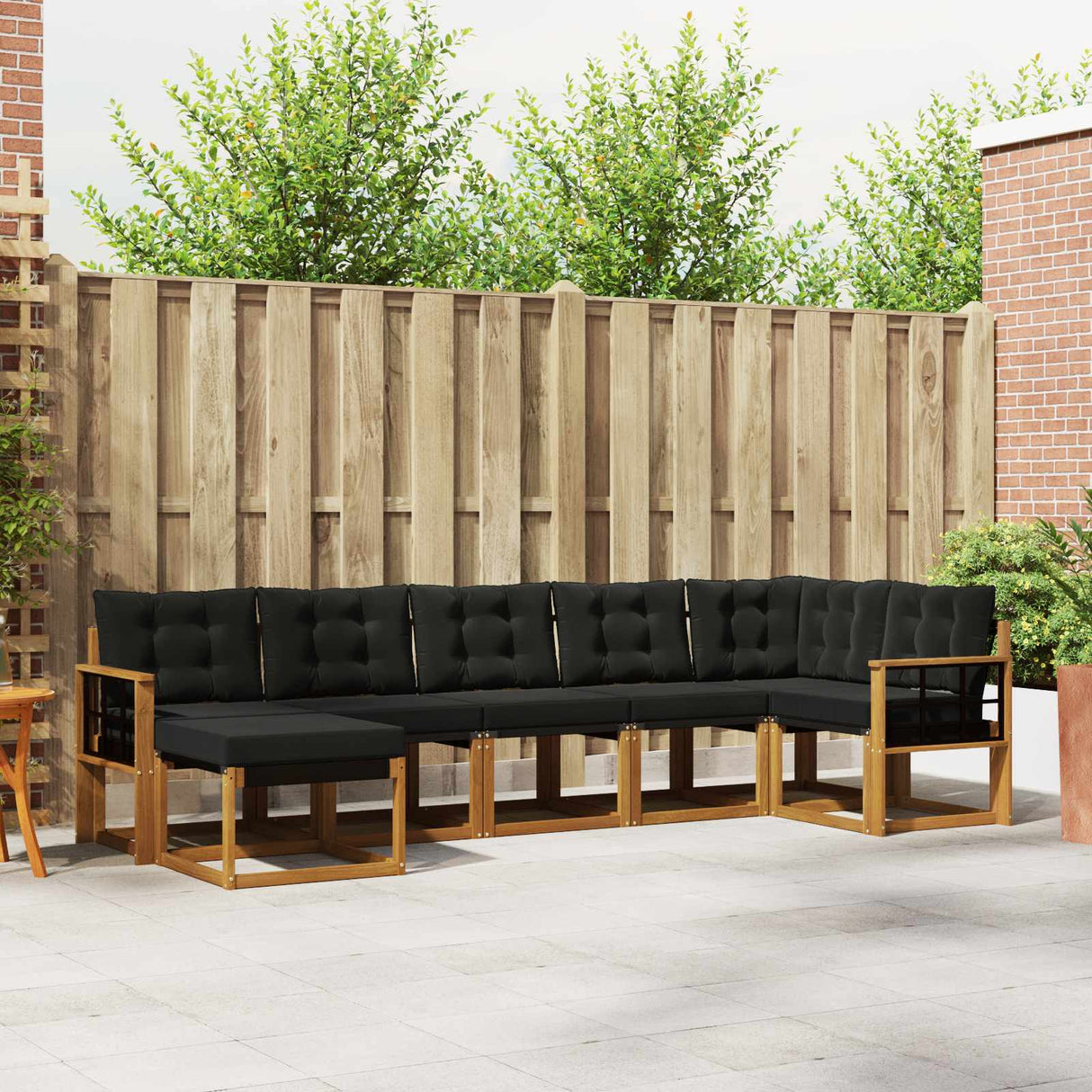 vidaXL Buiten bank set met kussen 7 pcs Natuurlijk en Crème