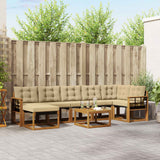 vidaXL Buiten bank set met kussen 8 pcs Natuurlijk en Crème