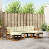 vidaXL Buiten bank set met kussen 6 pcs Natuurlijk en Crème