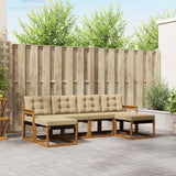 vidaXL Buiten bank set met kussen 6 pcs Natuurlijk en Crème