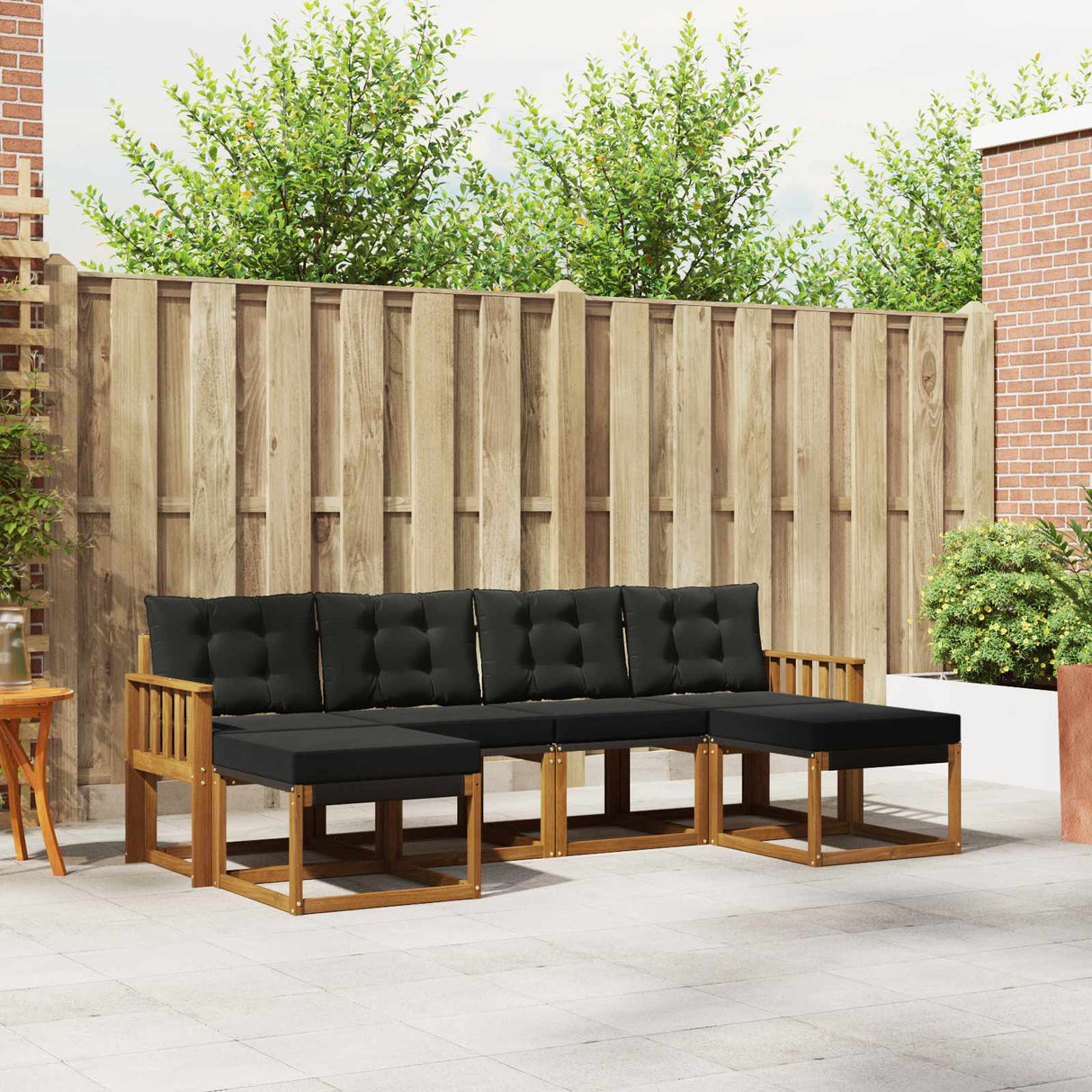 vidaXL Buiten bank set met kussen 6 pcs Natuurlijk en Crème