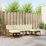 vidaXL Buiten bank set met kussen 6 pcs Natuurlijk en Crème