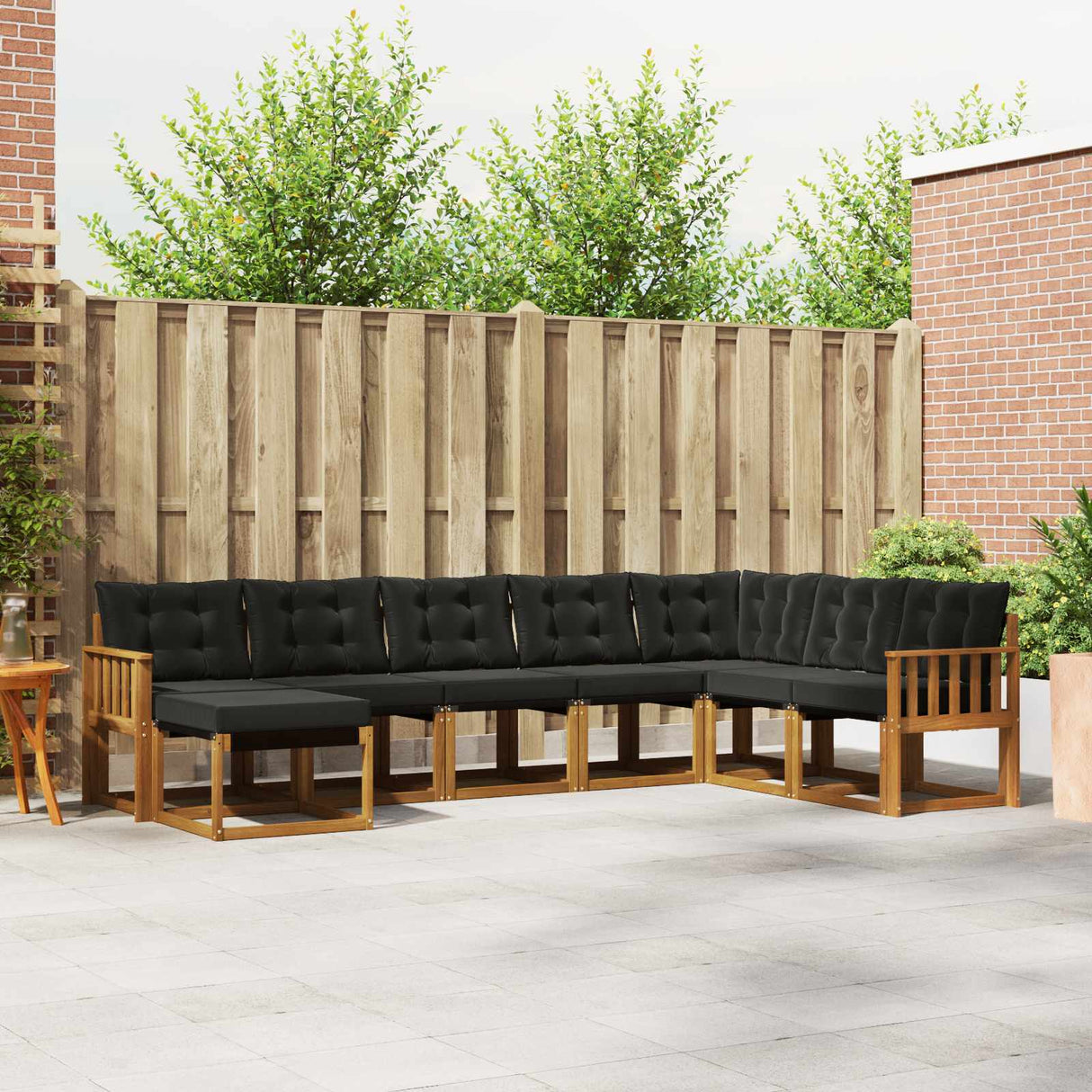 vidaXL Buiten bank set met kussen 8 pcs Natuurlijk en Crème