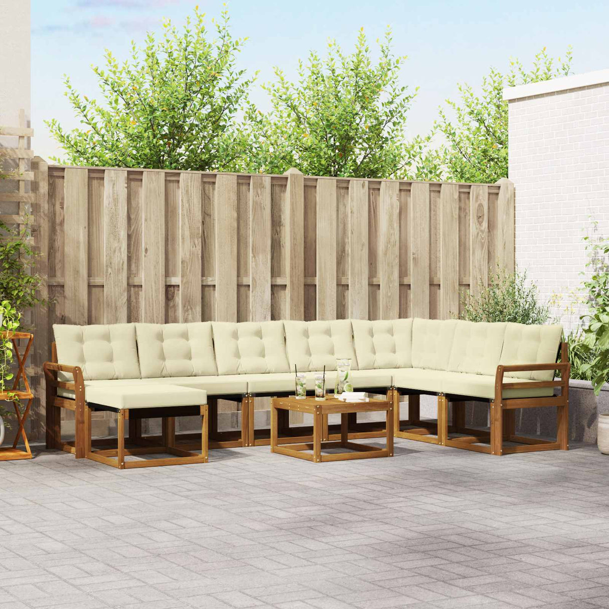vidaXL Ensemble de banque de construction avec ustensiles 9 pcs Naturel et Crème