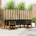 vidaXL Buiten bank set met kussen 6 pcs Natuurlijk en Crème