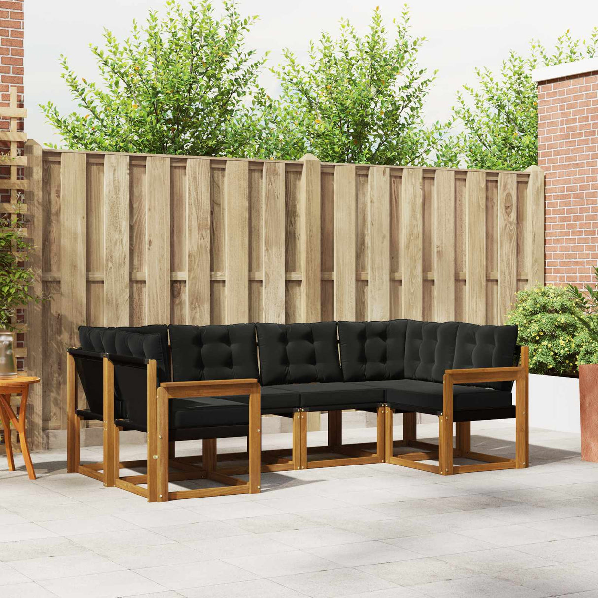 vidaXL Buiten bank set met kussen 6 pcs Natuurlijk en Crème