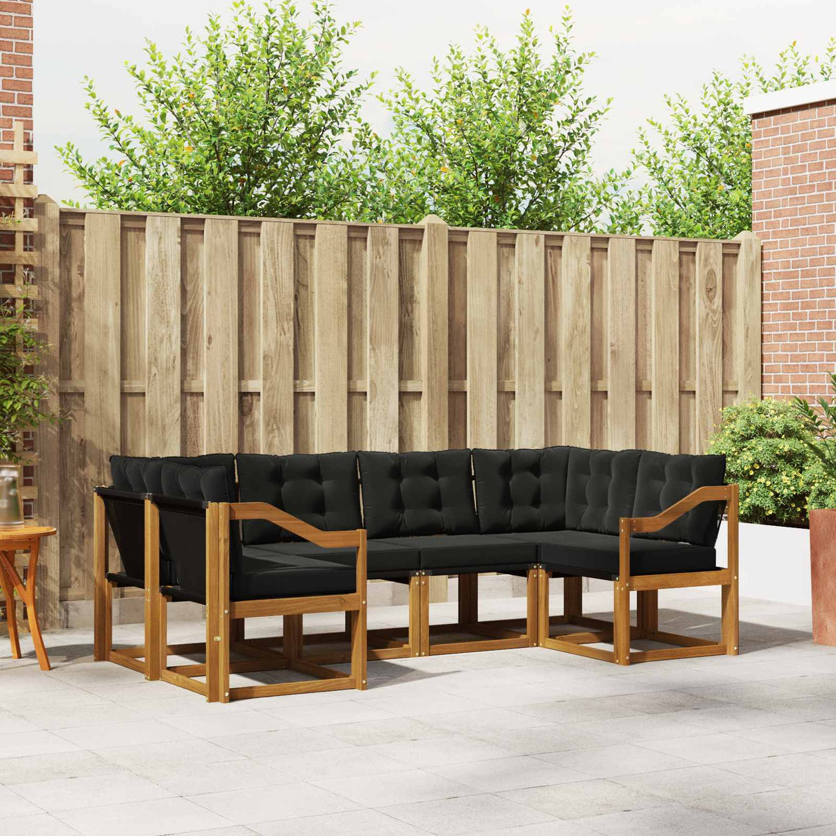 vidaXL Buiten bank set met kussen 6 pcs Natuurlijk en Crème