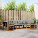 vidaXL Buiten bank set met kussen 7 pcs Natuurlijk en Crème
