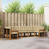 vidaXL Buiten bank set met kussen 7 pcs Natuurlijk en Crème
