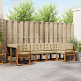vidaXL Buiten bank set met kussen 7 pcs Natuurlijk en Crème