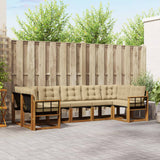 vidaXL Buiten bank set met kussen 7 pcs Natuurlijk en Crème