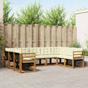 vidaXL Buiten bank set 9 pcs Natuurlijk en Crème Massief Acacia Hout