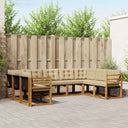 vidaXL Buiten bank set 9 pcs Natuurlijk en Crème Massief Acacia Hout