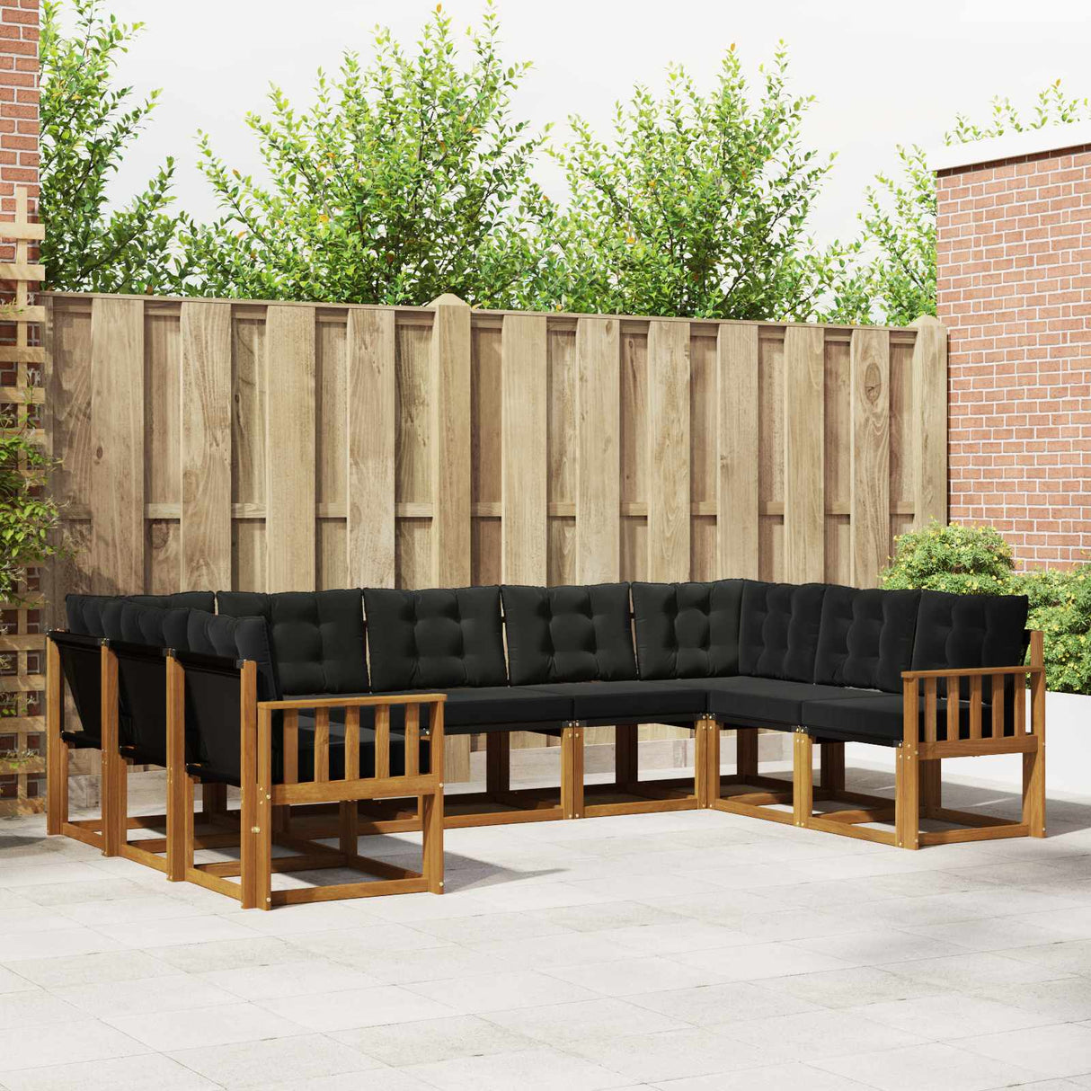 vidaXL Buiten bank set 9 pcs Natuurlijk en Crème Massief Acacia Hout