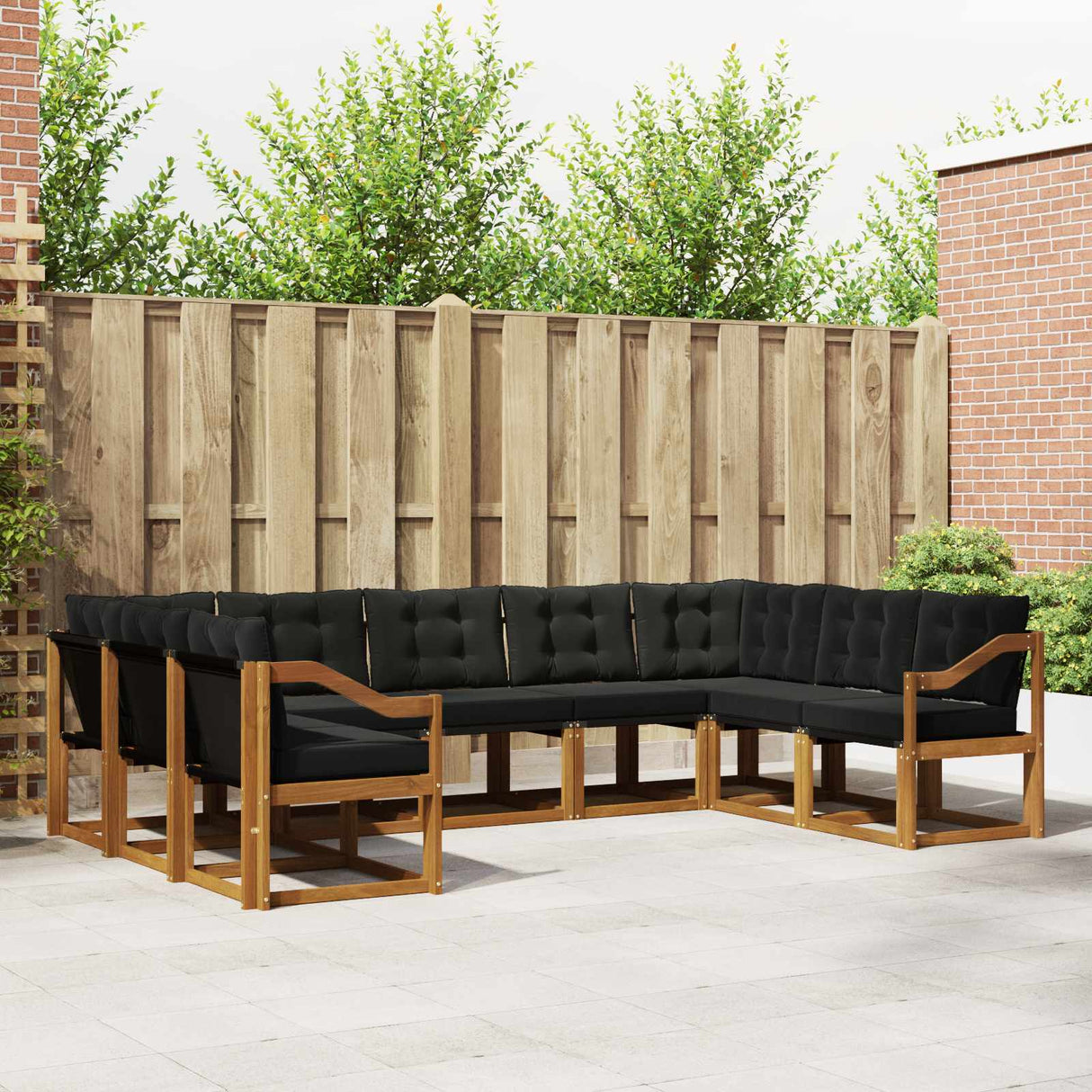 vidaXL Buiten bank set 9 pcs Natuurlijk en Crème Massief Acacia Hout