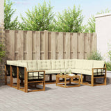 vidaXL Outdoor Sofa Set 10 pcs Natural and Cream Solid Acacia Wood