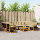 vidaXL Outdoor Sofa Set 10 pcs Natural and Cream Solid Acacia Wood