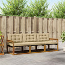 vidaXL Buiten bank set met kussen 3 pcs Natuurlijk en Crème