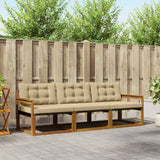 vidaXL Buiten bank set met kussen 3 pcs Natuurlijk en Crème