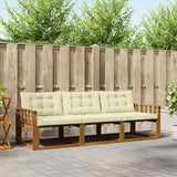 vidaXL Buiten bank set met kussen 3 pcs Natuurlijk en Crème