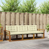 vidaXL Buiten bank set met kussen 3 pcs Natuurlijk en Crème